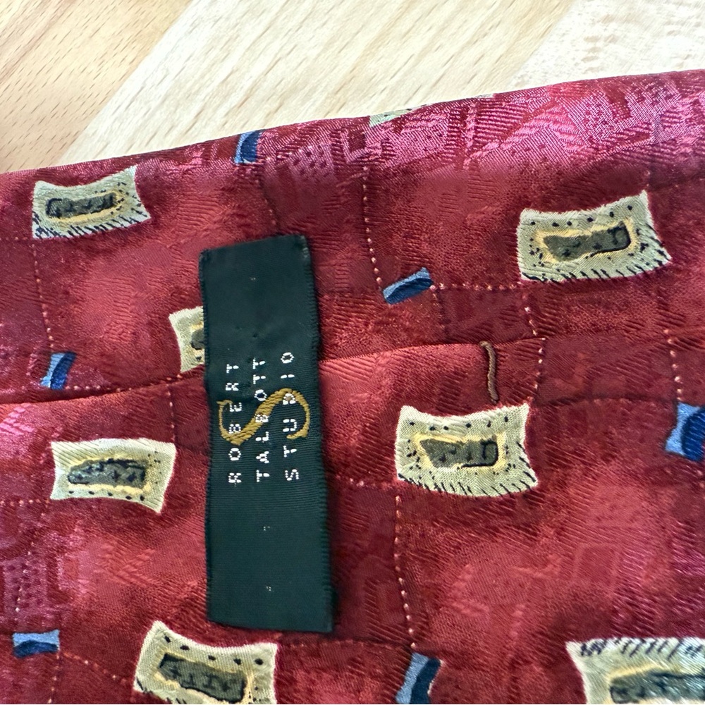 Robert Talbott Elegant Burgundy Patterned Men's T… - image 8